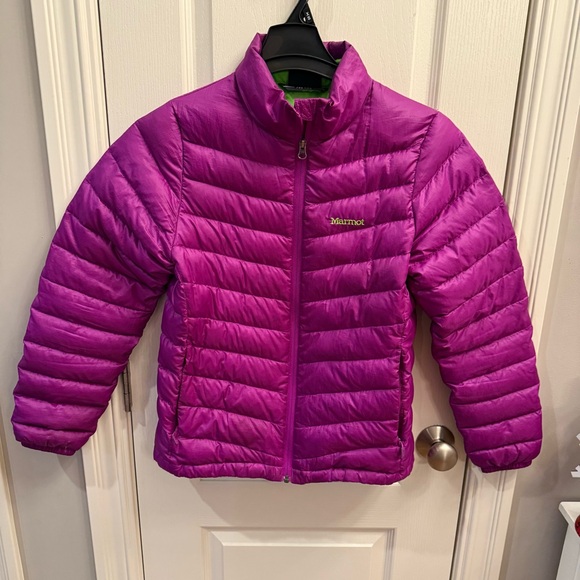 Marmot Jackets & Blazers - Womens Marmot Jacket 700 Fill Down Puffer Coat Purple Lime GreenFull Zip. Size M